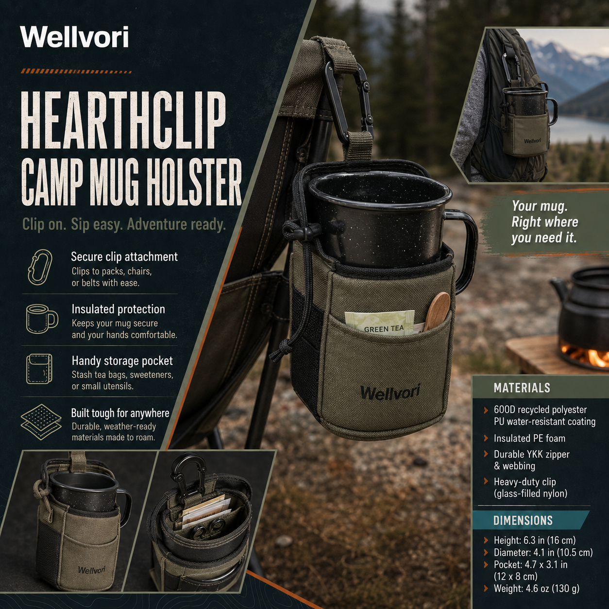 Wellvori™ HearthClip Camp Mug Holster