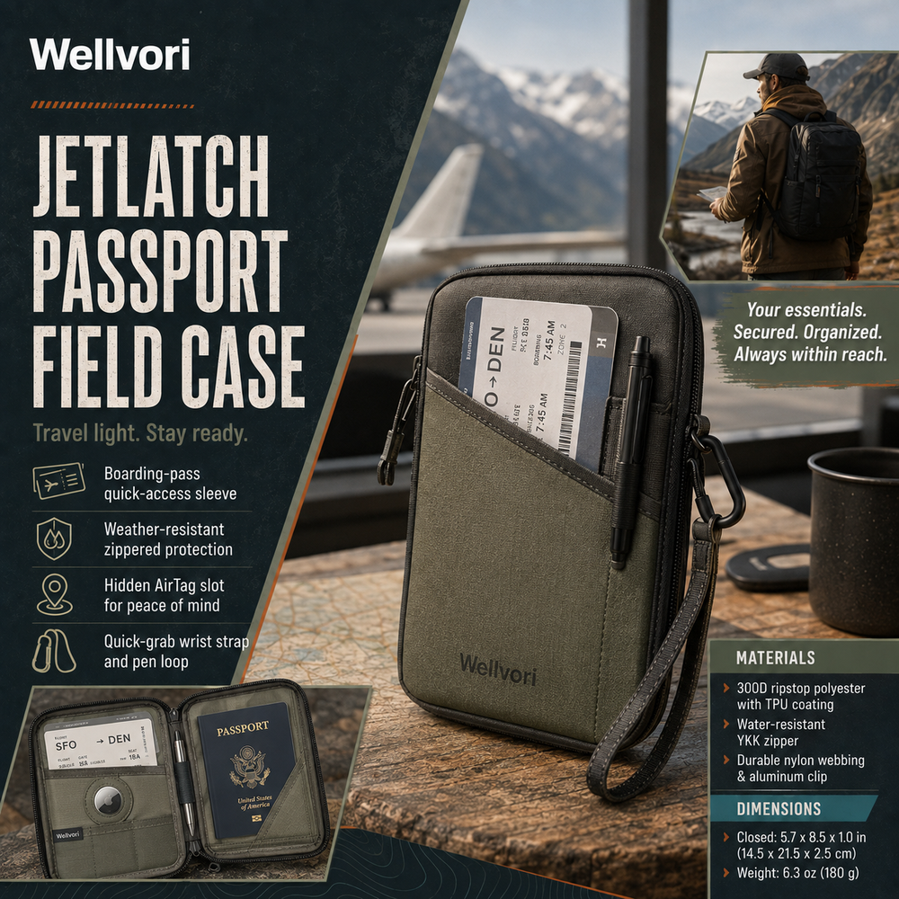 Wellvori™ JetLatch Passport Field Case