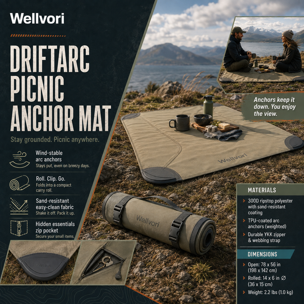 Wellvori™ DriftArc Picnic Anchor Mat
