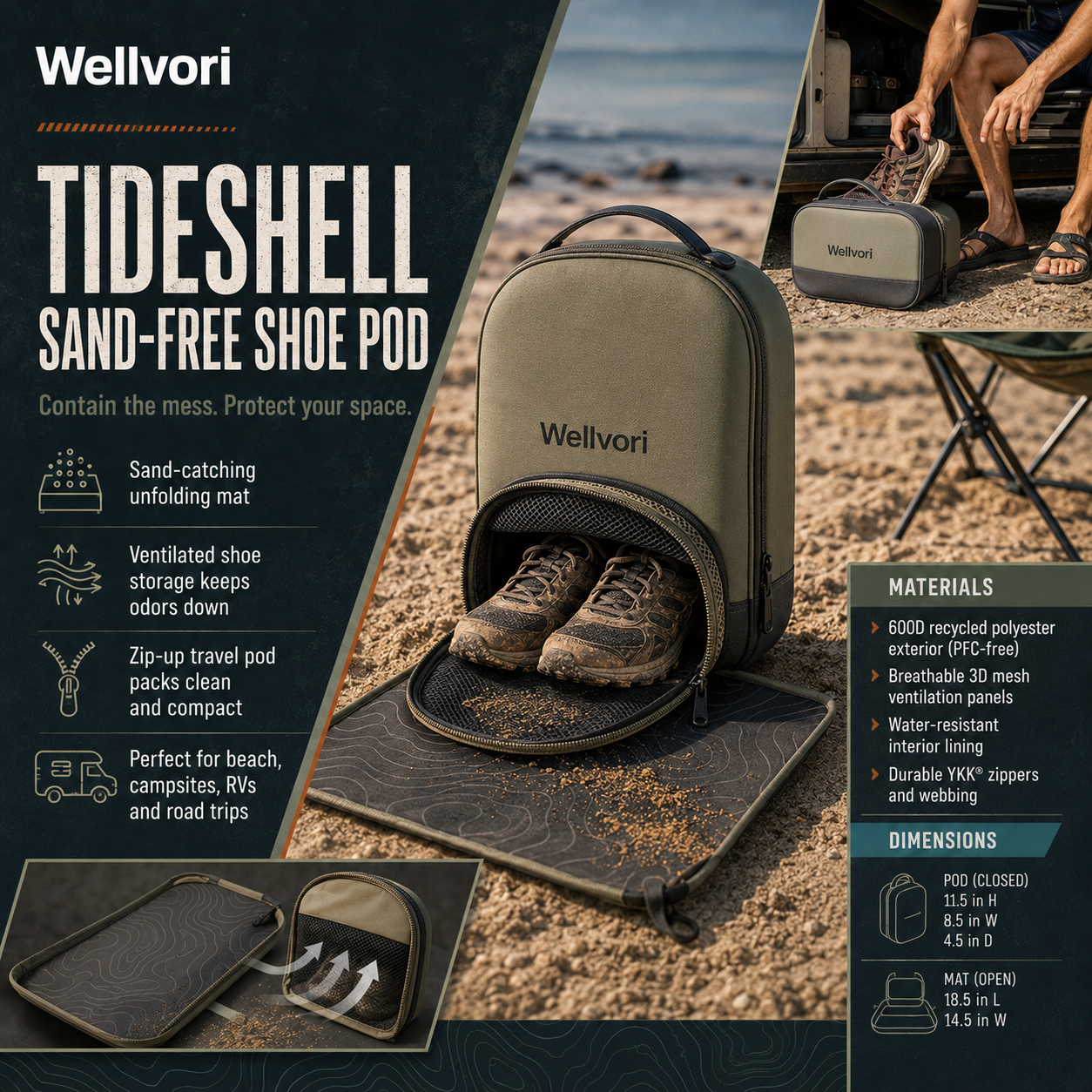 Wellvori™ TideShell Sand-Free Shoe Pod